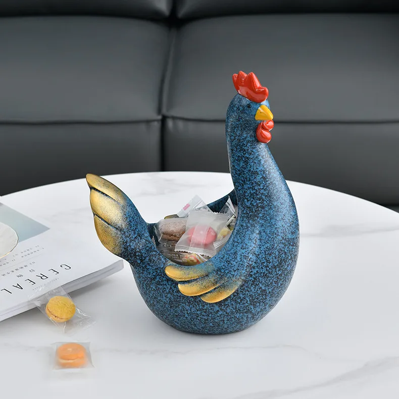 Decoration Storage Ornaments Modern Home Accessories Blue Cock Hen Desktop Box Organize Container Crafts