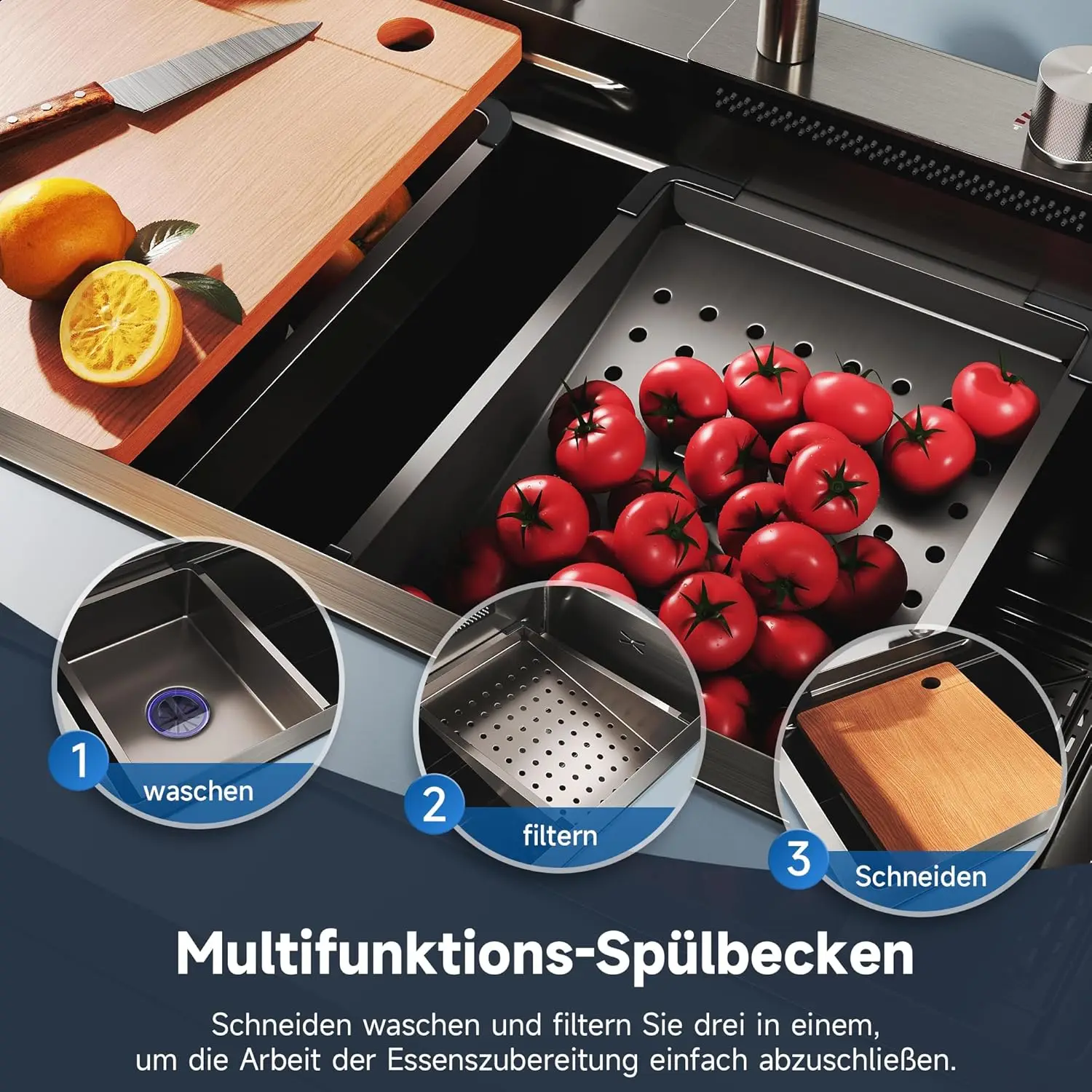 Кухонная мойка с водопадом из нержавеющей стали 304, большая однослотовая встроенная смеситель с цифровым дисплеем, набор диспенсеров для мыла, мойка чашек