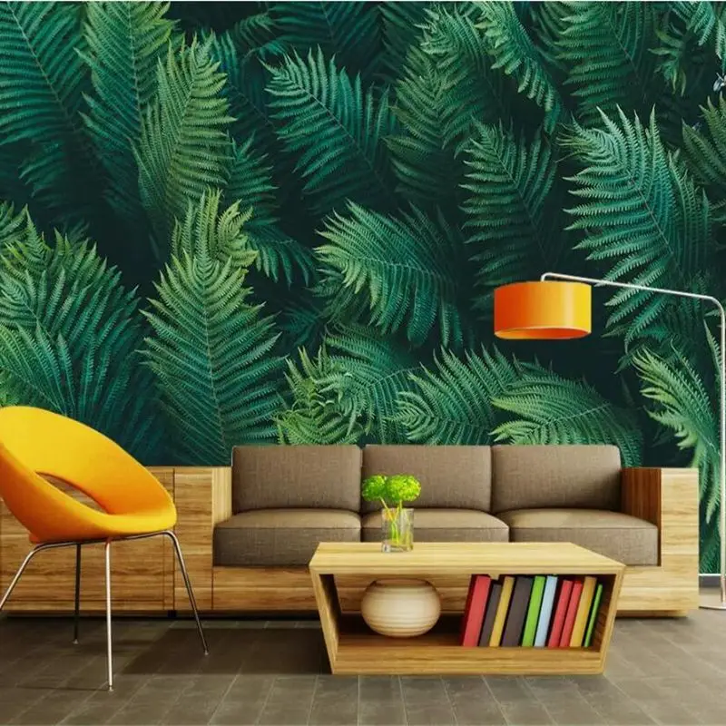 Beibehang-aangepast behang, 3D-foto, groene bladeren, sofa-achtergrond, muurpapier, huisdecoratie