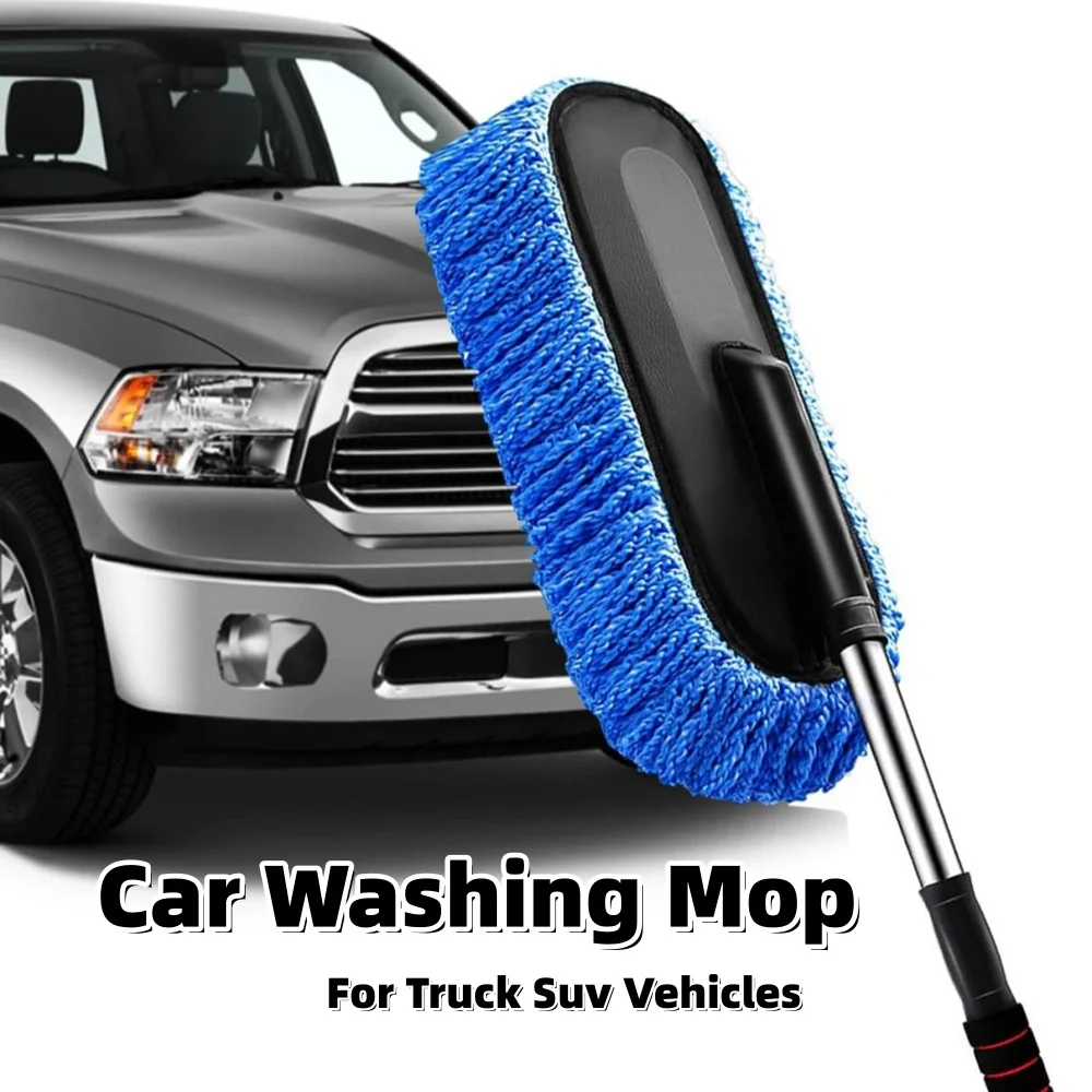 Mop de Microfibra para Lavagem de Carros com Cabo Extensível, Removedor de Poeira, Escova de Cera, Escova de Limpeza Automotiva com Cerdas Macias, Ferramenta de Manutenção para Lavagem