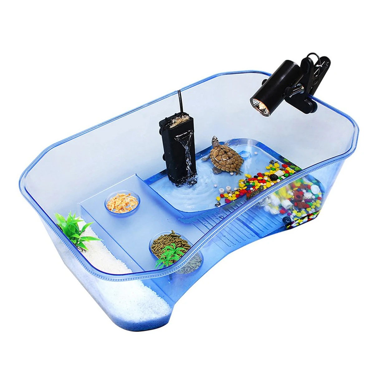 

Plastic Turtle Tank With Drying Platform Small Fish Tank Open Pet Feeding Box Container For Breeding Swimming Sunning Resting Pp