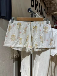 Heart Angel Baby Print Straight Shorts Woman Summer Elastic Waist Cotton Short Pants Sweet Home Underwear New Y2k Sweatshorts