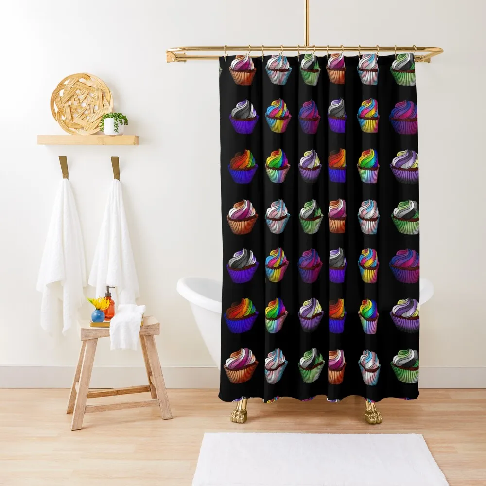 

Pride Cupcake set! Shower Curtain Shower Bathroom Bathroom Fabric For The Bathroom Waterproof Bath And Anti-Mold Curtain