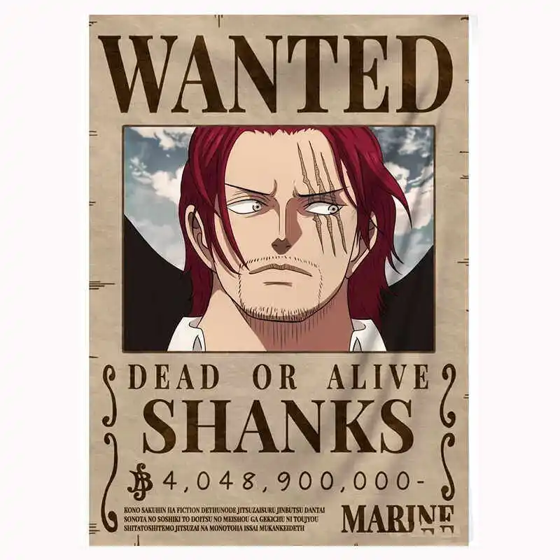 One Piece Manga Tapestry Wanted Poster Luffy Zoro Ace Four Emperors Bounty Print Wall Hanging Aesthetic Background Cloth Bedroom view 5
