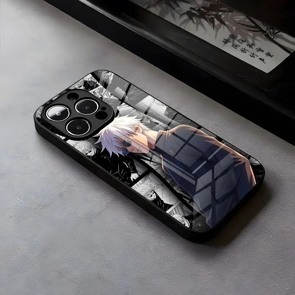 Jujutsu Kaisen Satoru Gojo Handyhülle für iPhone 17 Pro Max 16 15 14 Pro Max 13 11 X Xs Xr 8 7Plus Glasabdeckung
