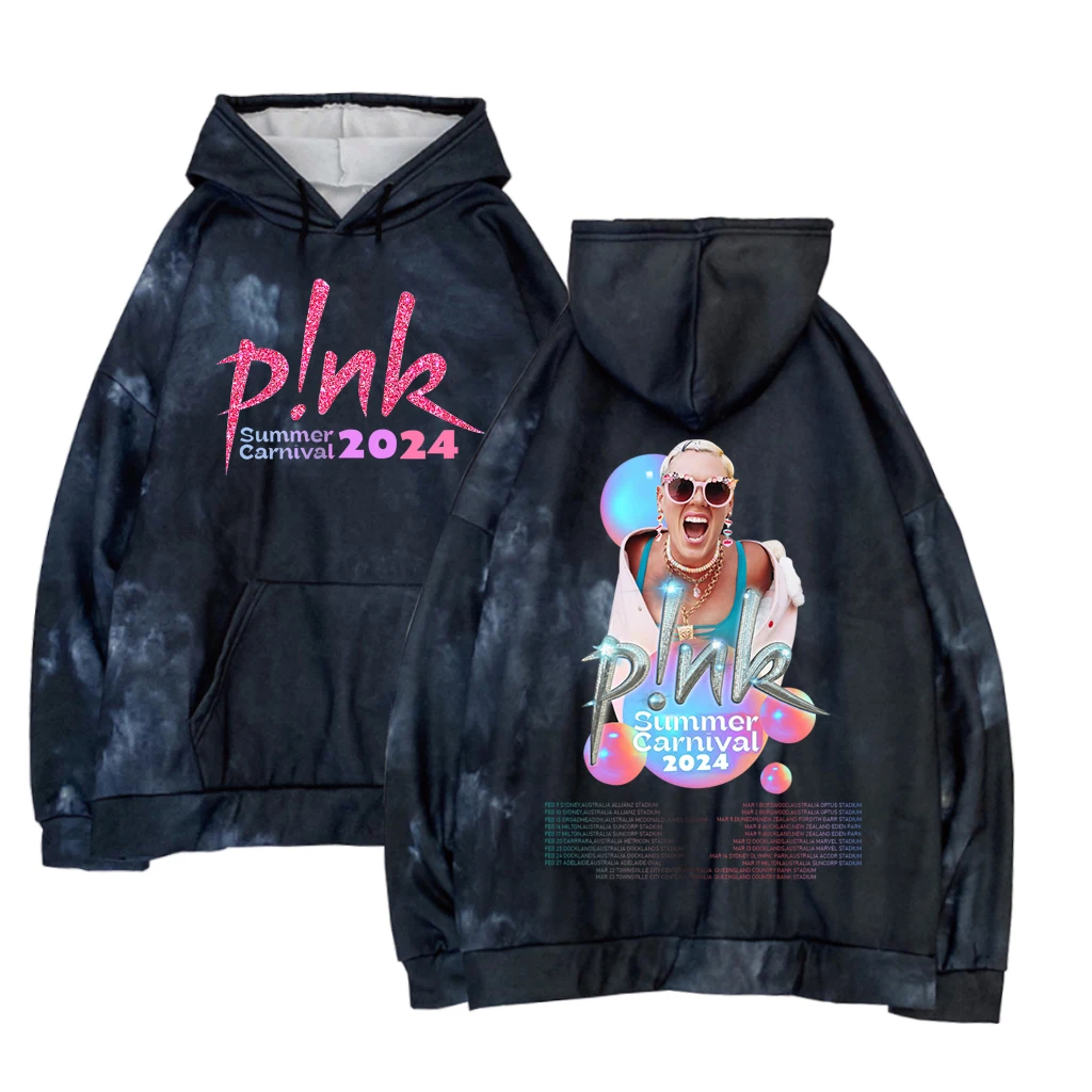 

Pink Singer Summer Carnival 2024 Tour Tie Dye Hoodie Pink Australia Tour Dates hoodies Drop shipping