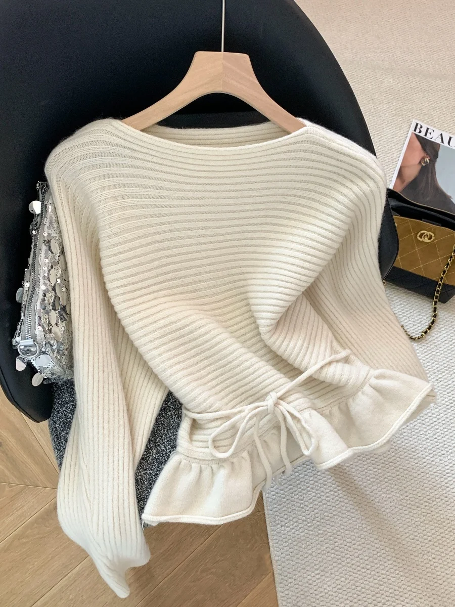 

Вязаный свитер с рождественской тематикой, женский пуловер с круглым вырезом, утепленный флисом, с эффектом утяжки талии, новинка зимнего сезона