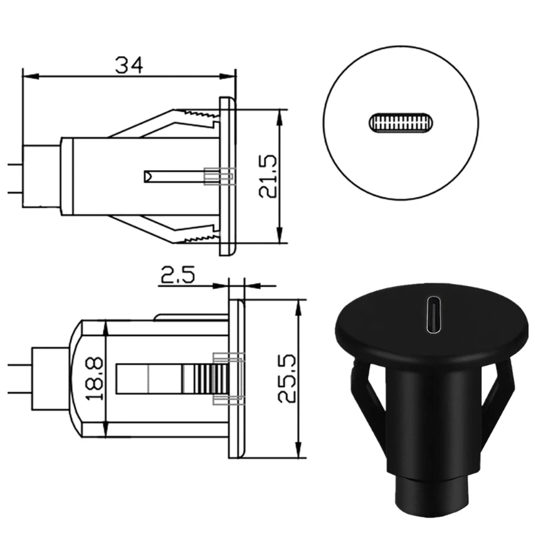 USB3.0 Type-C Man-vrouw Embedded Panel Mount Verlengkabel Extender Line voor Automotive Motorcycle Dashboard Dropship
