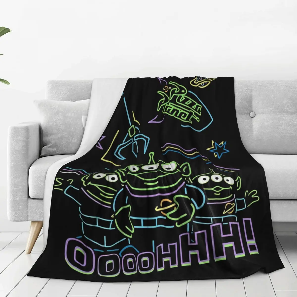 Toy Story Three Eyes Alien Anime Flannel Blanket Super Soft Throw Blanket for Bedroom Travel Novelty Bedspread Sofa Bed Cover