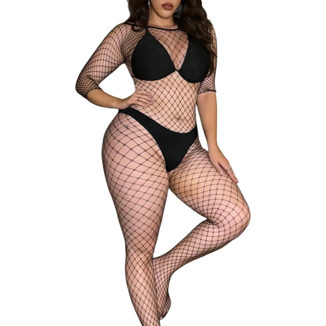 Plus Size Women Underwear Open Crotch Body Stockings Ladies Erotic Lingerie Tight Sexy Adult Pantyhose Transparent Sexy Lingerie