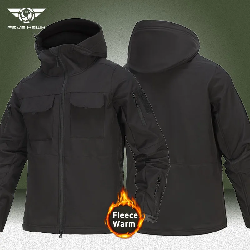 

Military Waterproof Jackets Men Outdoor Shark Skin Soft Shell Cargo Coat Army Multi-pocket Wear-resistant Hooded Tactical Jacket