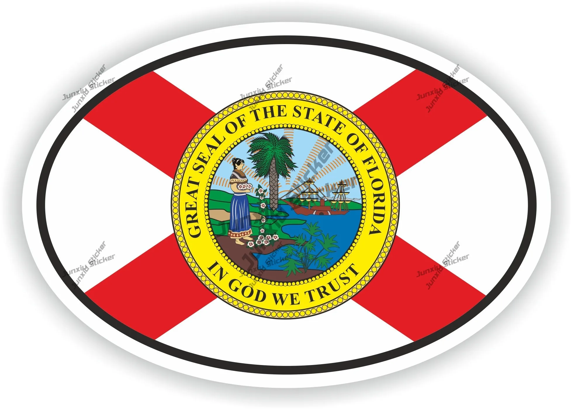 

Florida Flag Oval Sticker Trolley Case Motorcycle Accessories Vehicle Sunshade Reflective Sticker Patriotism Bumper Window Picku