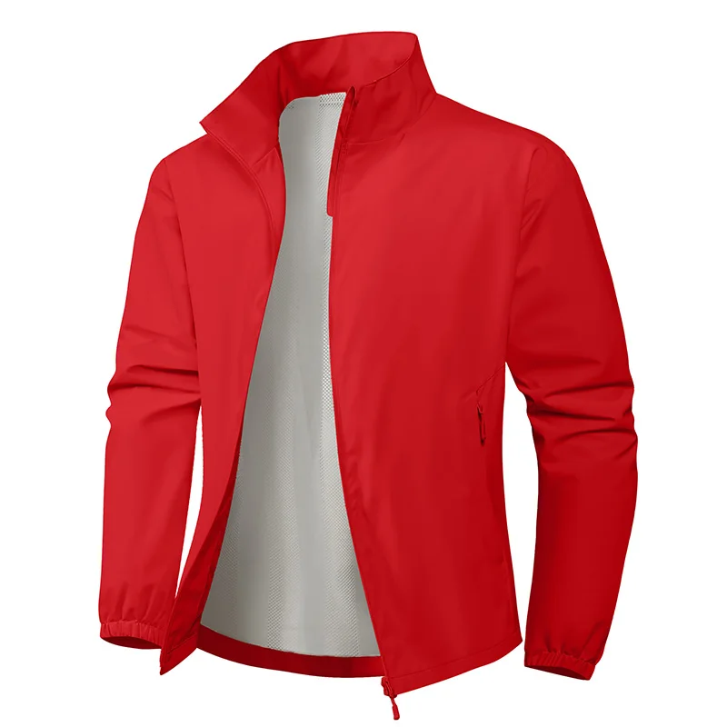 Men's Autumn Stand Collar Lightweight Jacket Casual Outdoor Sports Solid Color Breathable Fitness Running Streetwear Versatile 11