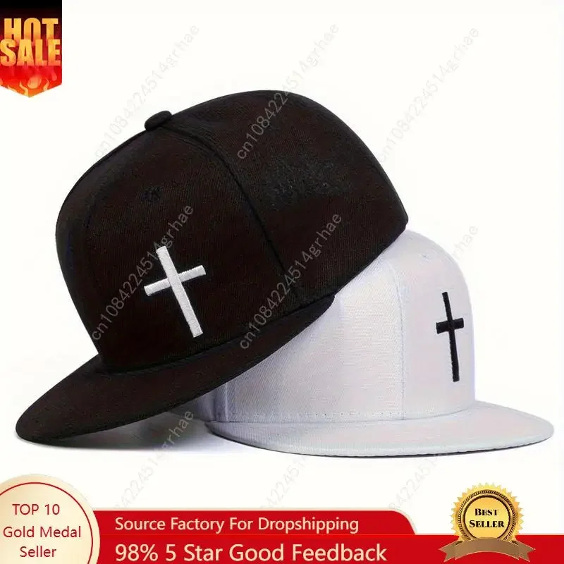 

Unisex Cross Embroidered Hip Hop Hat Outdoor Sport Adjustable Sunscreen Leisure Hat Spring Autumn Travel Tourism Beach Vacation
