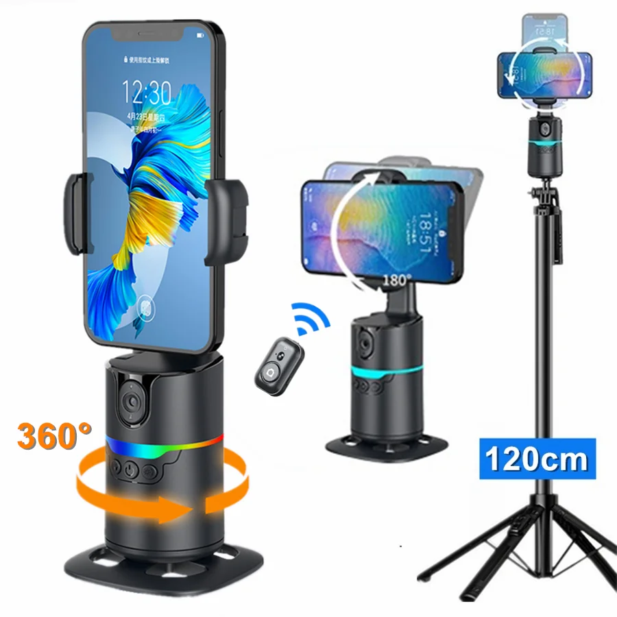 360° Rotation Gimbal Stabilizer Selfie Face Tracking Desktop Follow-up Shooting with Remote Shutter for Tiktok Live Video Vlog