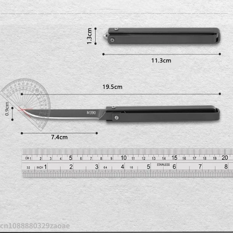 Nowy nóż obrotowy Mini M390 z ostrzem ze stali nierdzewnej, przenośny nóż składany EDC na zewnątrz z osłoną, nóż survivalowy