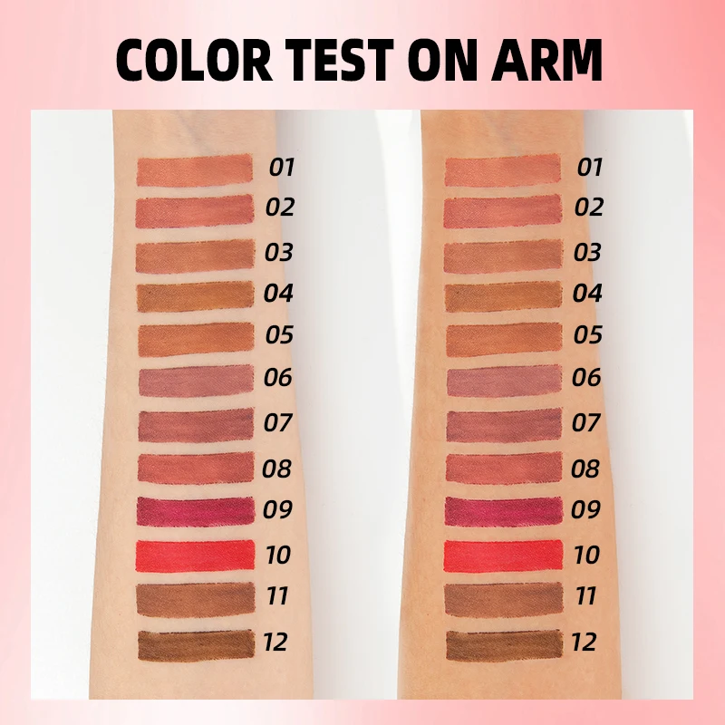 12-delig pak lipliner, duurzaam, vlekvrij, vlekvrij, niet vervagend, waterdicht en zweetbestendig, geschikt voor beginners