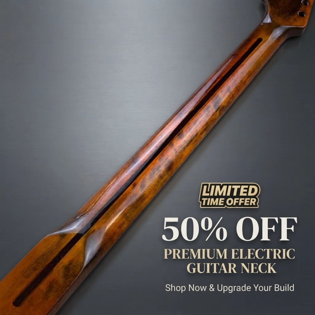 21 Frets Stained Maple Fingerboard ST Guitar Neck, Smooth Finished Maple Neck Blank, Pre-installed Metal Frets for ST Electric G