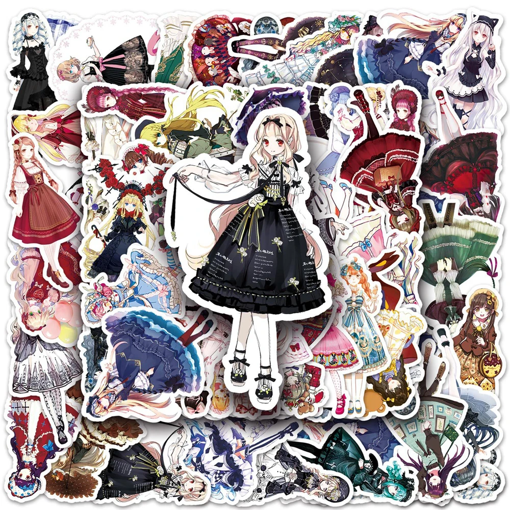 10/30/50psc Kawaii Anime Lolita Dress Girl Stickers Aesthetic Cute Decals Laptop Scrapbook Suitcase Bike Kid Cartoon Sticker Toy