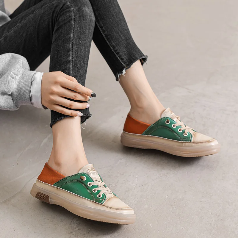 GKTINOO Genuine Cow Leather Women Sneakers Plus Size Spring Autumn Ladies Casual Shoes Retro Vulcanized Woman Summer Loafers