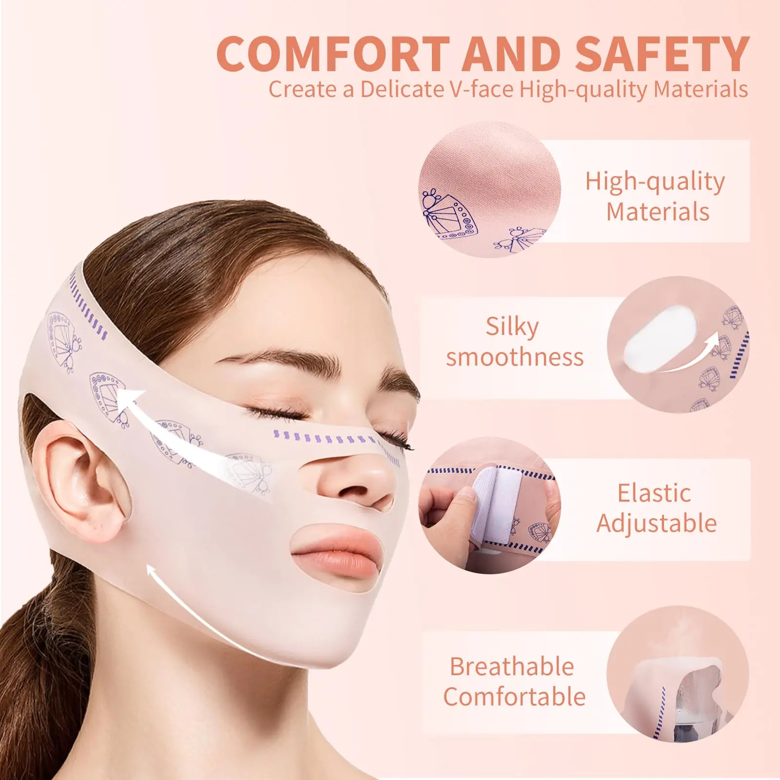 V Line Face Lifting Mask, Chin Strap for Sleeping, V Line Lifting Mask Face Slimming Strap, Double Chin Reducer Jaw Exerciser