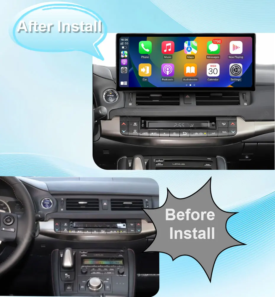 12.3“Android 16 Car Radio for Lexus CT200 CT200h 2010-2020 Multimedia Player GPS Navi Stereo Head Unit Carplay Auto WiFi BT DSP