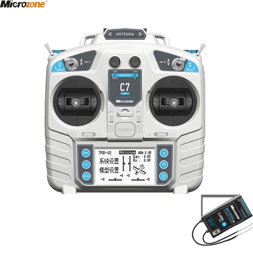 

MicroZone MC7 C7 MINI 2.4G Transmitter with MC8RE V2 Receiver Radio System for RC Aircraft Drones Multirotor Helicopters