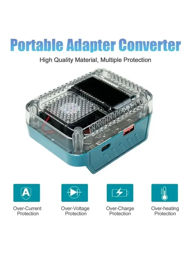 Für Makita Li-Ion Akku Ladegerät Digital Display Adapter USB Typ-C Netzteil 140W PD3.1 Li-Ion Akku Adapter Konverter