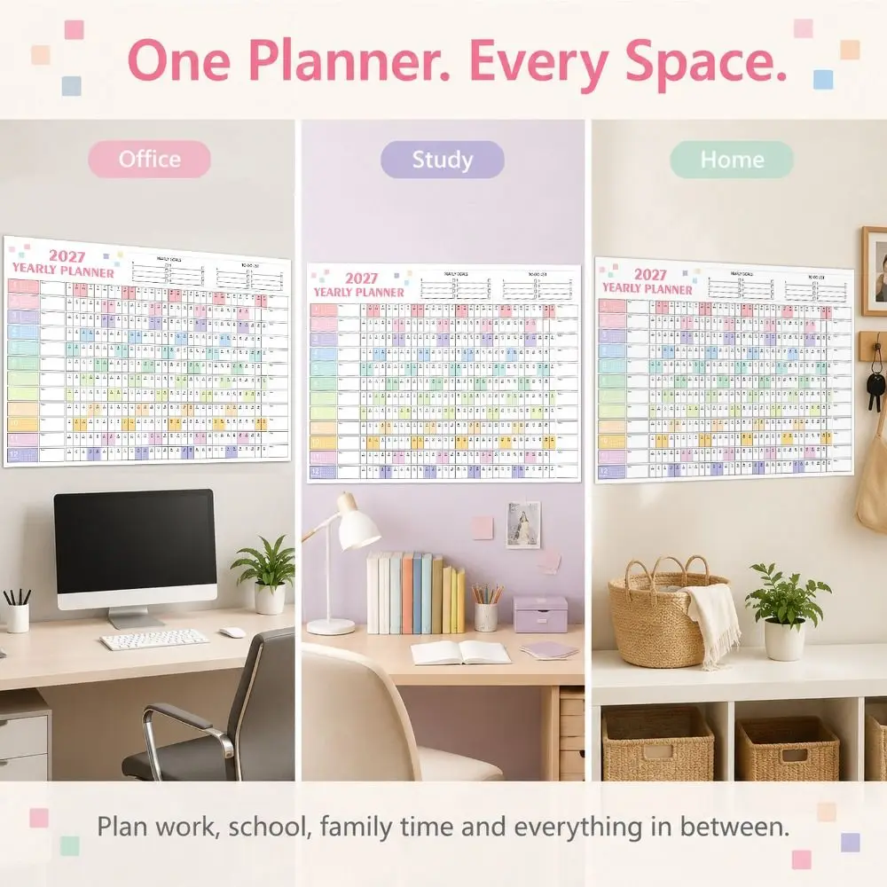 Paper 2027 Wall Calendar Multicolor Layout To Do List Schedule Calendar Planner Sheet Writable Planning Grid Agenda Organizer