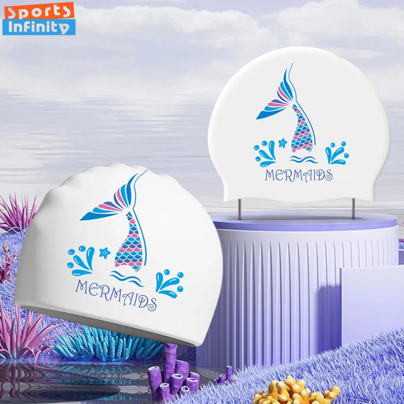 

Enlarged Swim Cap for Women Long Hair Comfortable Printed Swimming Caps Silicone Waterproof Swimming Cap Swimming Accessories