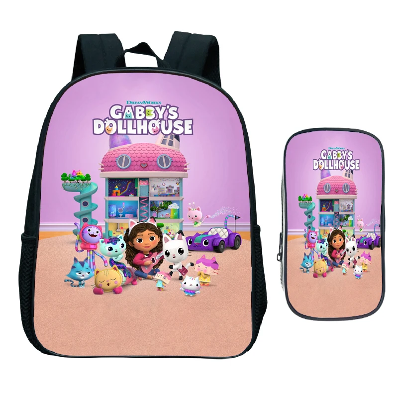 Cartoon Gabby\'s Dollhouse Backpack for Kids Girls Boys Gabby Cat Kindergarten Waterproof Kids School Lightweight Backpack