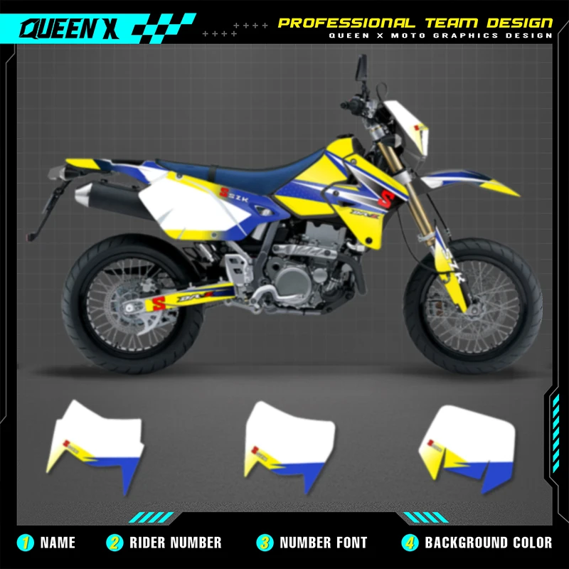 QUEEN X MOTO Full Set Motorcycle Graphics Decal Stickers Kit For SUZUKI DRZ400 S SM E 1999-2001 2005-2022