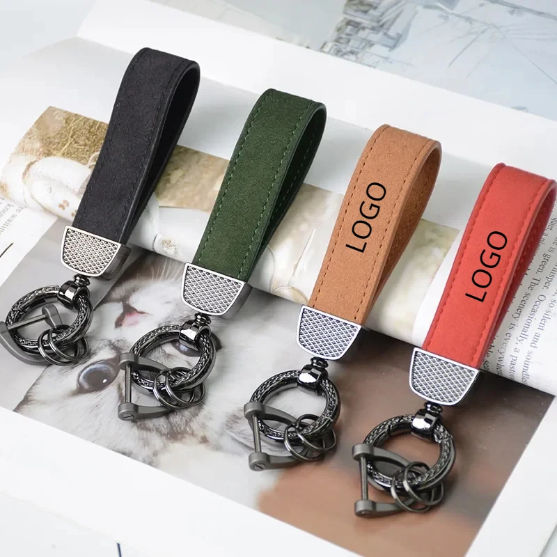 

PVC Suede Leather Strap Keychain Men's And Women's Business Supplies Metal Car Key Chains Retro Vintage Pendant Keyring Gift