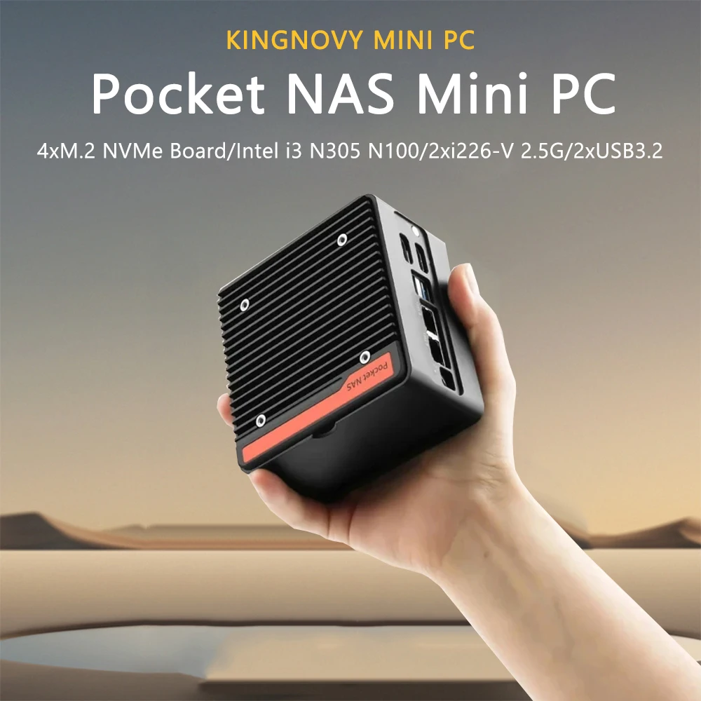 Fanless Mini PC Stick Intel i3 N305 N100 Nas คอมพิวเตอร์สนับสนุน 4xM.2 NVMe 2xi226-V 2.5G Ethernet ธุรกิจสํานักงานอุตสาหกรรม