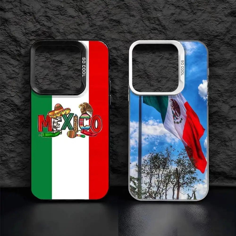 

Mexico National E-Emblem Flag Phone Case For IPhone 16 17 15 14 12 13 Pro Max Black Color Shockproof Cover