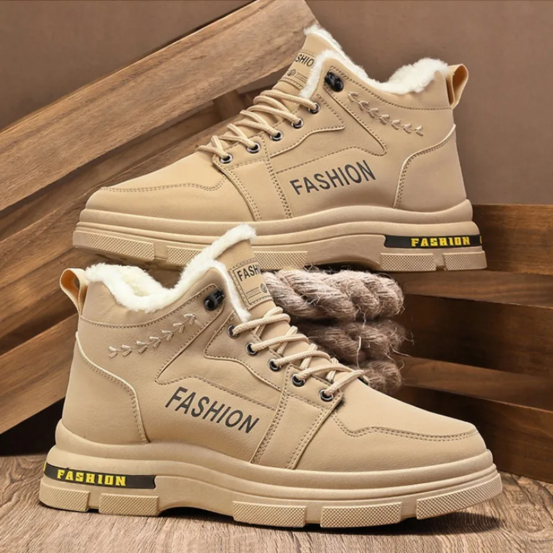 

Snow Boots Men's Thicken High Top Cotton Shoes 2024 Winter New Non-slip Warm Ankle Boots Waterproof Wear Resistant Working Shoes