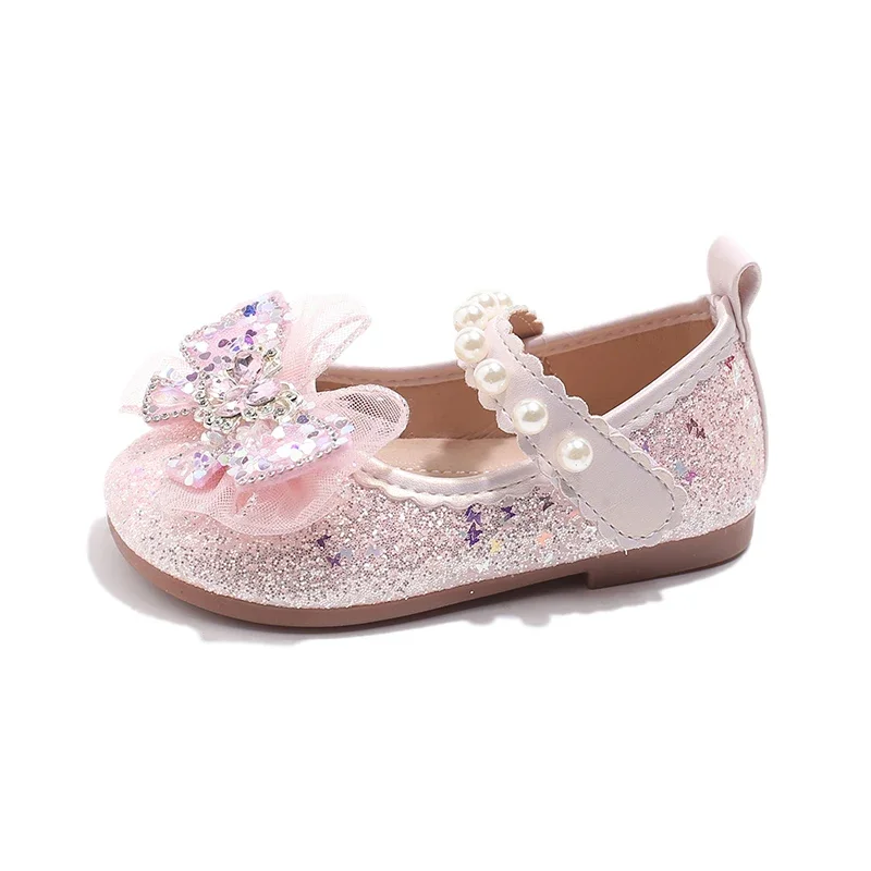 Little Girls Princess Shoes Sequins Lace Butterfly Beautiful Glitter Rhinestone Blue Crystal Kids Flats Chic Shoes Wedding Party