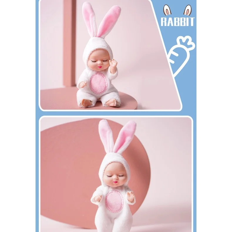 Simulação Rebirth Dolls para Crianças, Mini Cute Sleeping Baby Series, Cartoon Animal Toy, Presente de Aniversário, Nova Moda, 12cm, 1Pc