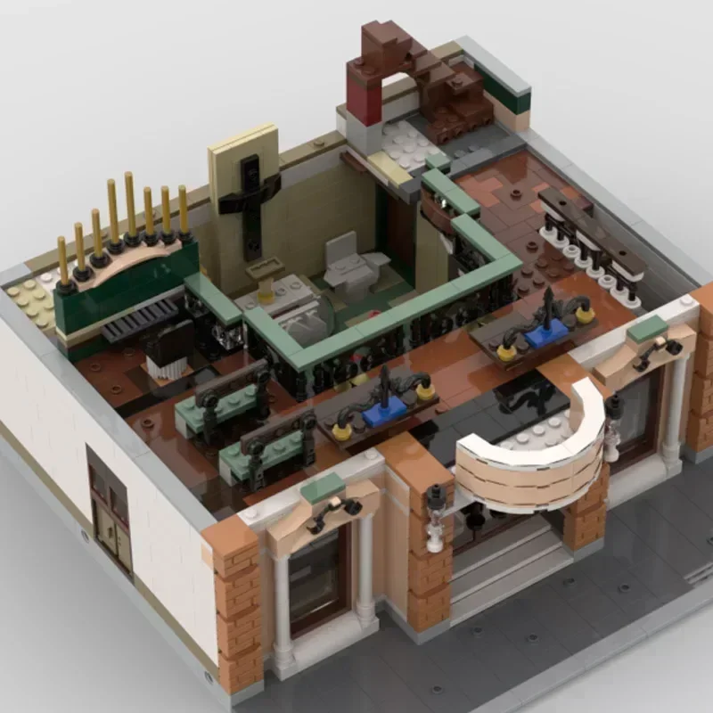 City Street View Model Moc Building Bricks Community Church Technology Modular Blocks Gifts Christmas Toys DIY Sets Assembly