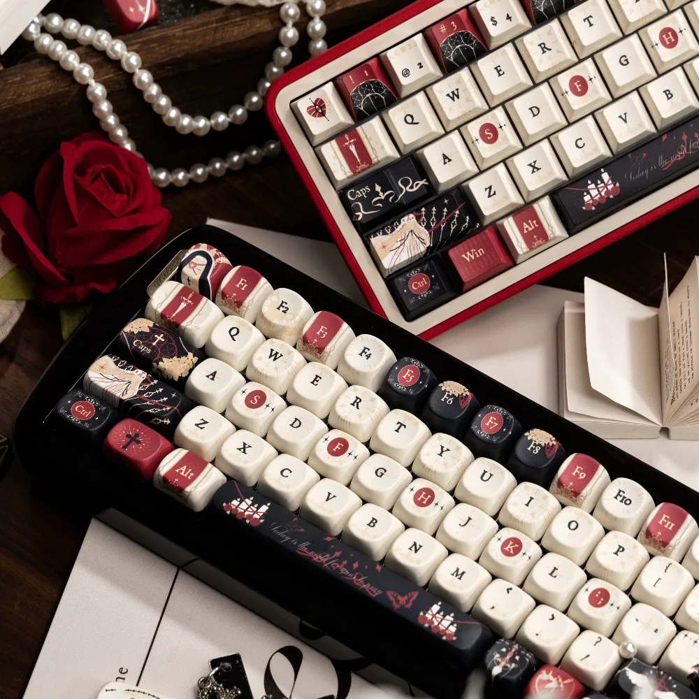 Nun Prayer Keycap Night Theme Keycap OEM Height PBT Sublimation Key Cap Retro Custom Personality Key Cap MX Mechanical Keyboard