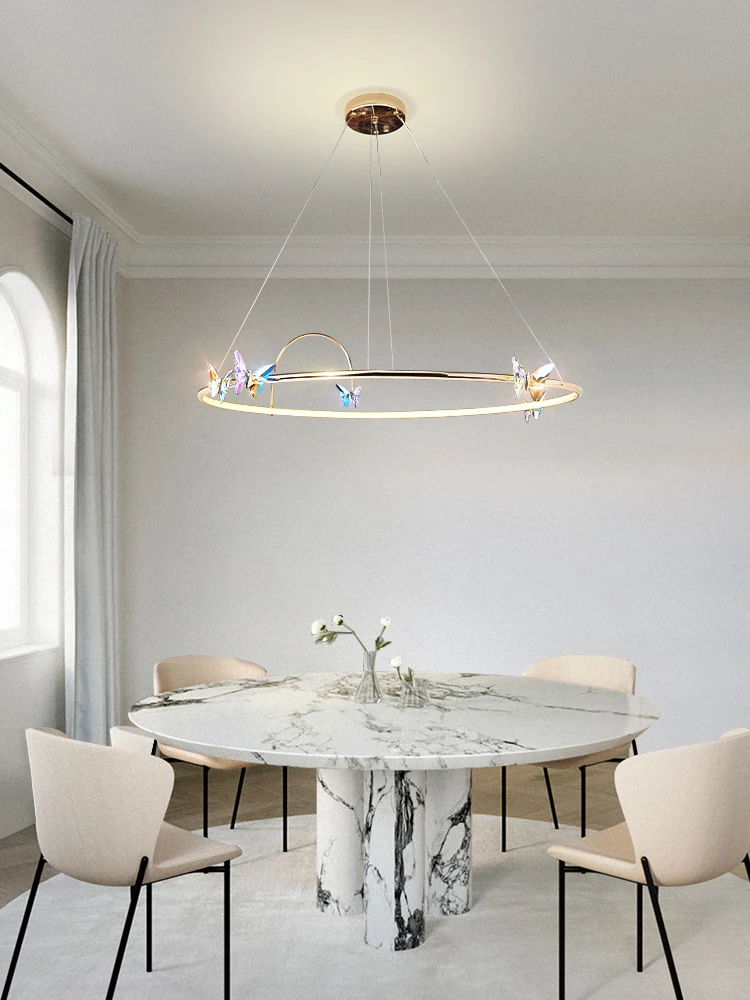 Butterfly LED Chandeliers Gold Ring Home Decoration Lighting Cord Adjustable For Living Room Bedroom Restaurant Good Packaging