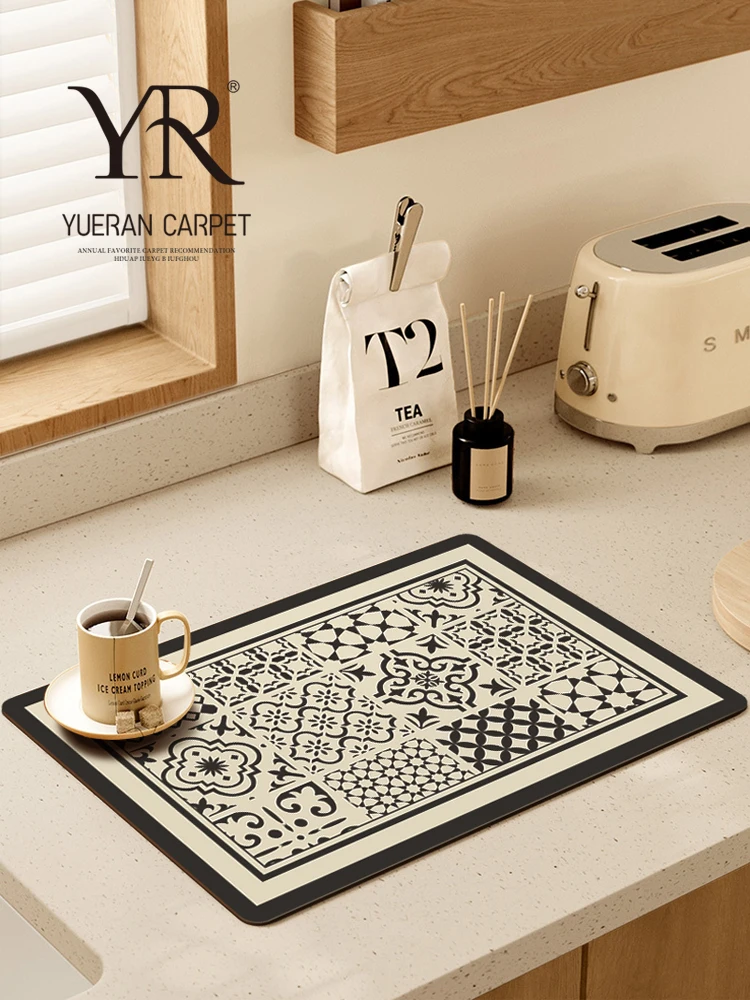 

Влаговпитывающий коврик для кухонной столешницы в стиле ретро, нескользящий, водонепроницаемый, легко моется, без разводов, с защитой от воды