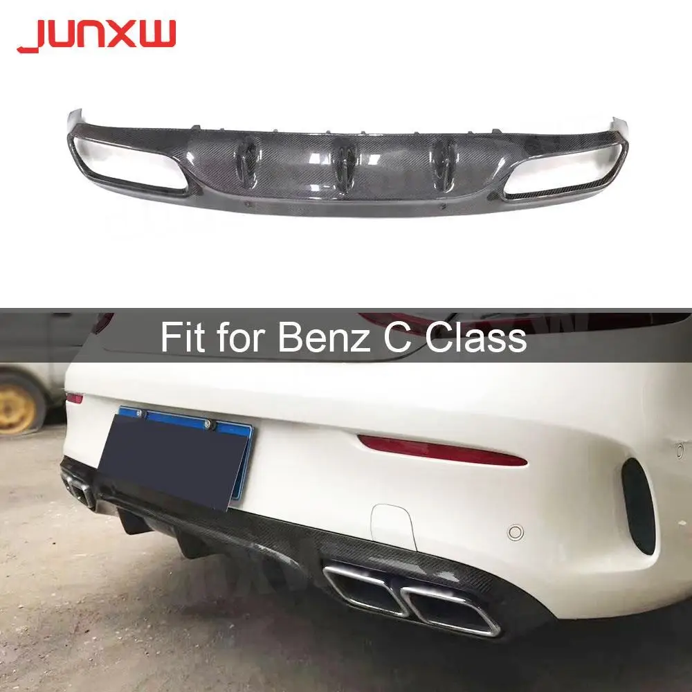 For C205 C63 O Style Carbon Fiber Rear Bumper Lip Diffuser for Mercedes Benz C Class W205 C205 C63 AMG Coupe C200 2015- 2019 FRP