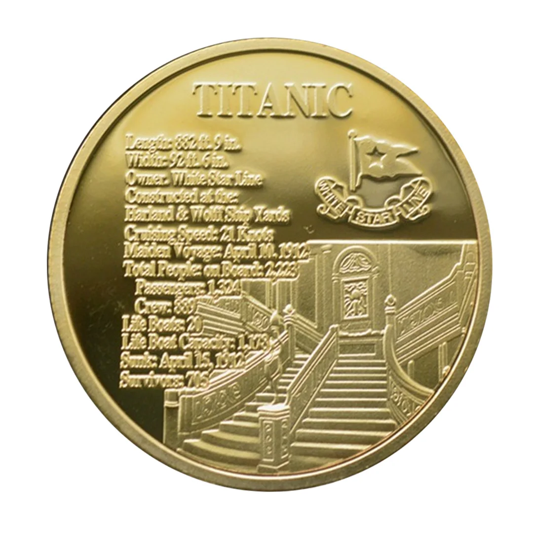 Color Printed Titanic Never Sunk Commemorative Coin Vintage Silver Plated Collectible Coins Home Decoration