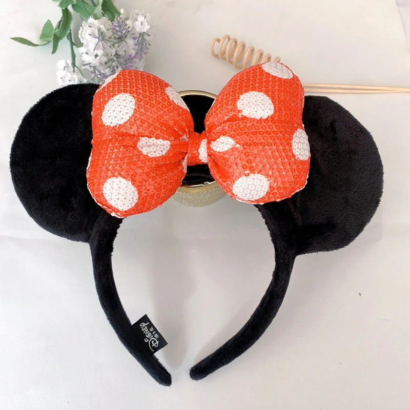 Mickey Mouse Ears Headband For Girls Adults 5''Polka Dot Bow Hairband Festival Party Travel DIY Hair Accessories