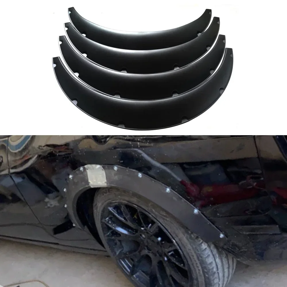 4Pcs Universal Fender Flares Car Wheel Eyebrow ABS Plastic Fender Flexible Mudguards Wide Body Wheel Arches Car Accessories