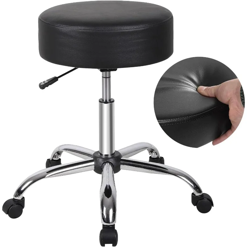 Rolling Stool with Wheels, Tattoo Chair, Small Rolling Chair, Pedicure Stool, Salon Stool, Adjustable Stool for Spa, Tattoo