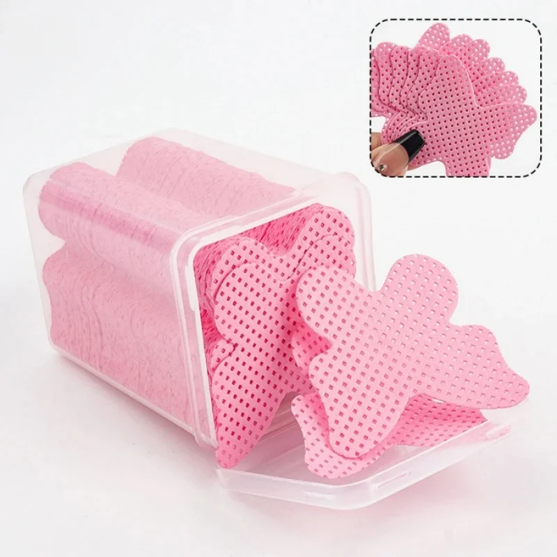 200pcs/Box Manicure Clean Cotton Sheet Butterfly Type White Pink No Lint No Lint Glue Bottle Mouth Cleaning Cloth Wear Nail Cott