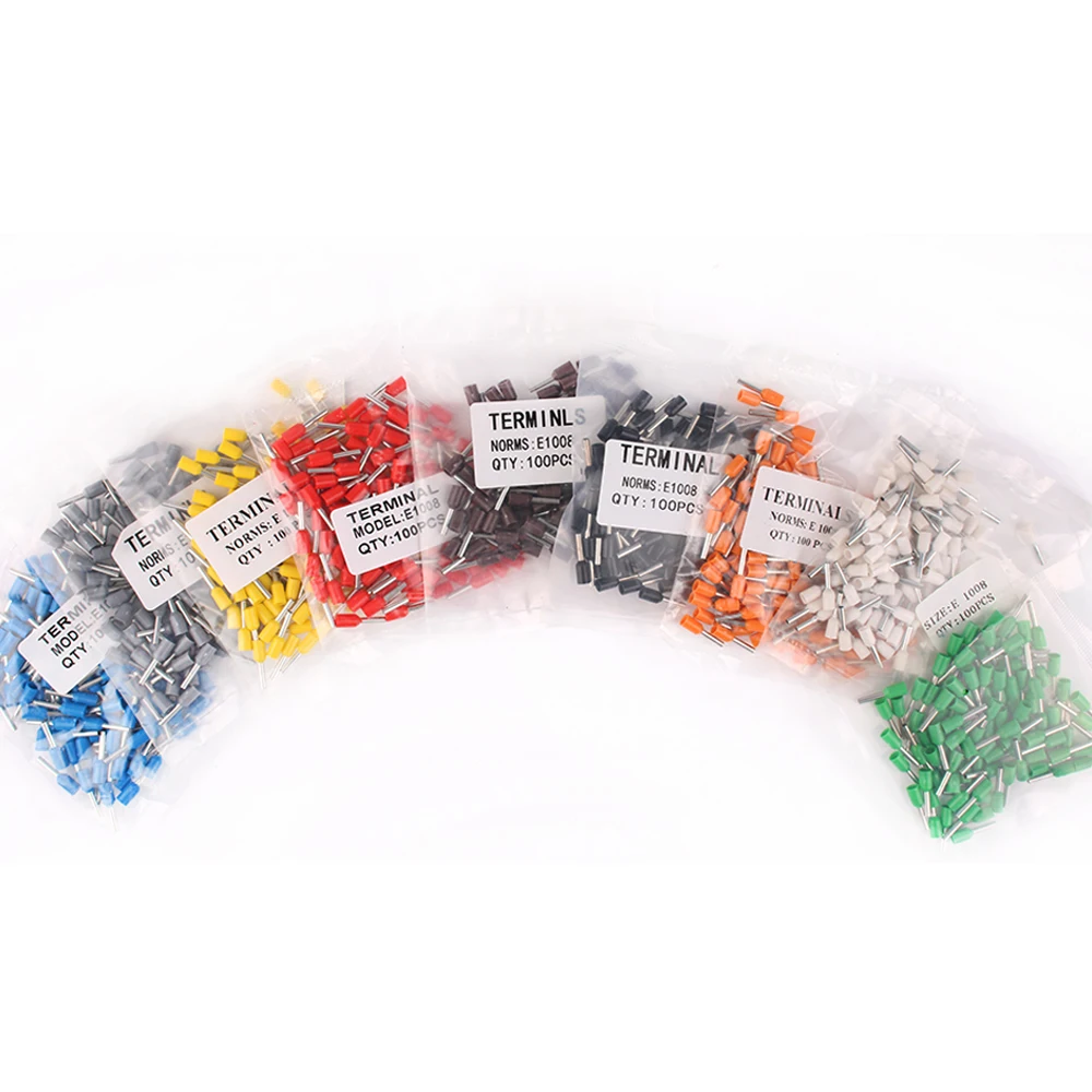 E1008 Buis isolerende Geïsoleerde terminals 1000 stks/pak 1MM2 Kabel Draad Connector Isolerende Crimp Terminal Connector E-