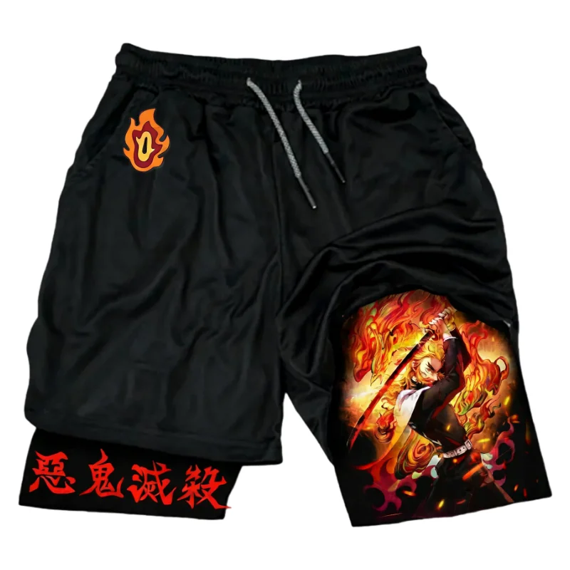 2-in-1 schnell trocknende Herren-Fitness-Shorts, elastische Taille, atmungsaktives Mesh mit Innentasche für sportliches Laufen